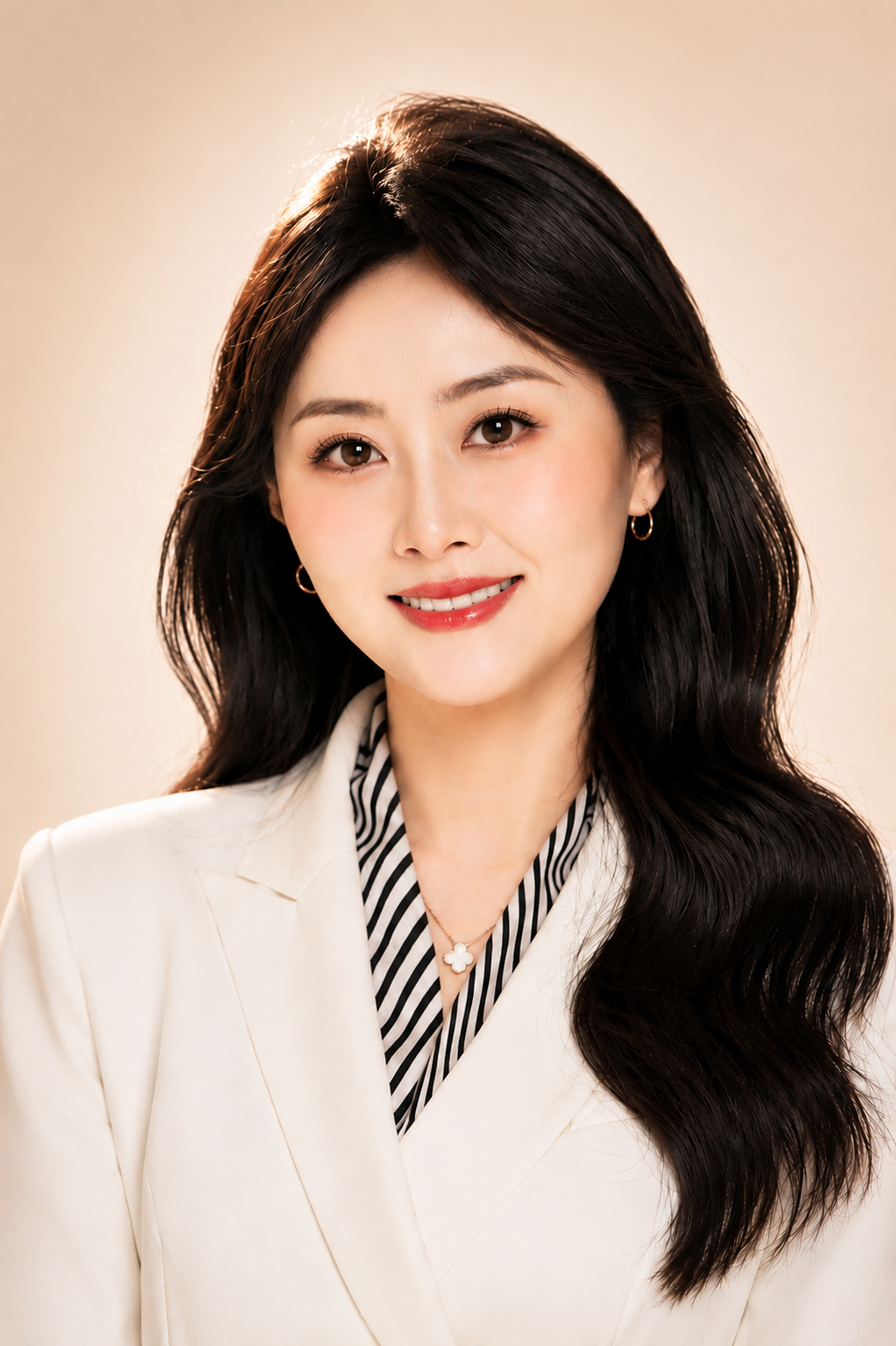 Model with radiant, dewy glass skin